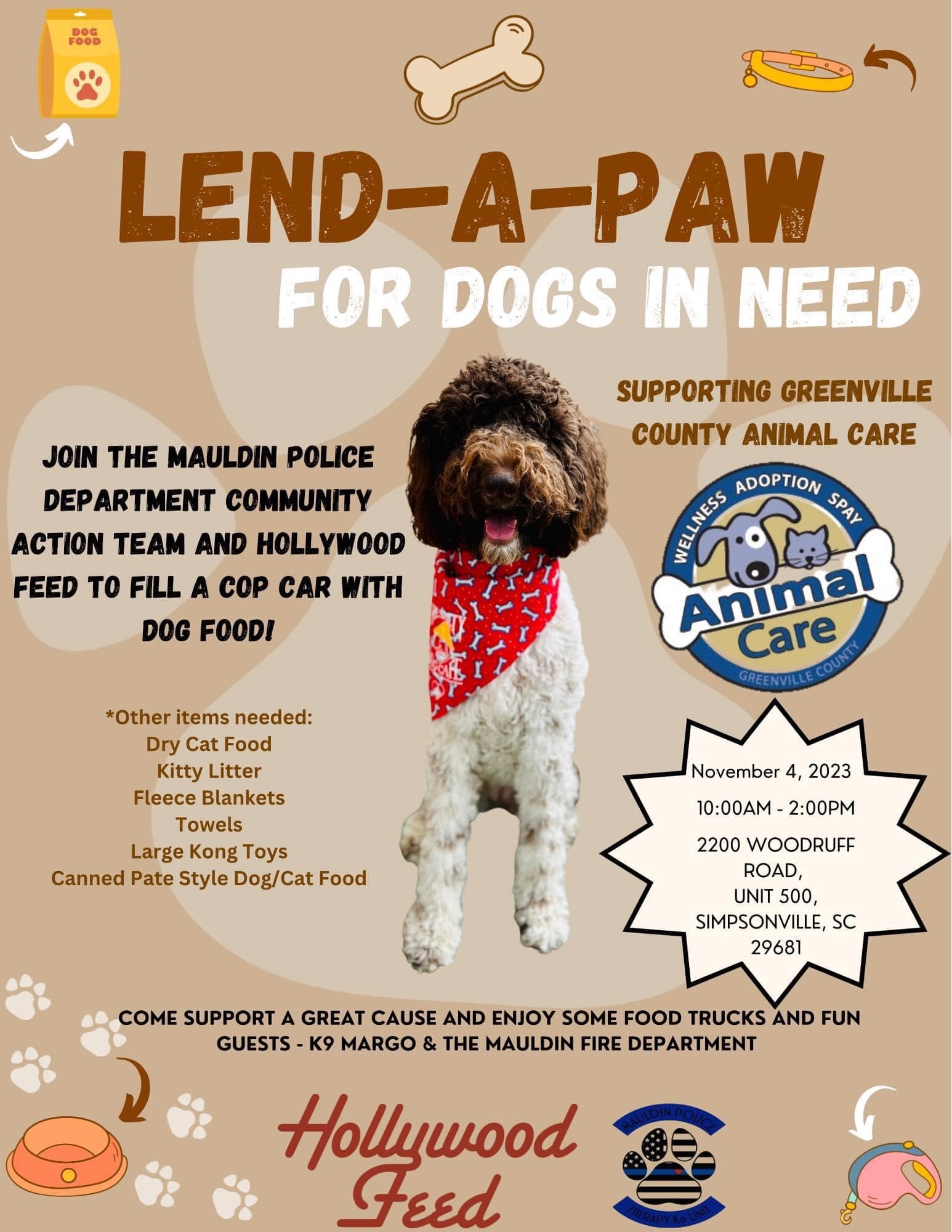 Mauldin Police Department To Host Lend-a-Paw for Dogs in Need on Nov. 4 ...